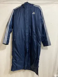 adidas ネイビー ベンチコート フード付き