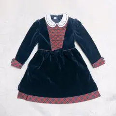 【美品】Familiar ワンピース フォーマル 120cm ネイビー/チェック