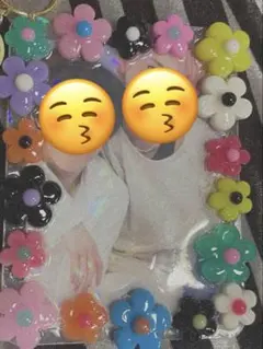 カラフル花トレカケース　硬質ケースデコ　トレカデコ　レジンデコ