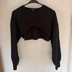 ZARAブラック クロップド 長袖 トップス