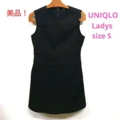 美品！ユニクロ　レディース　ノースリーブ　ひざ丈ワンピース　ブラック　Sサイズ
