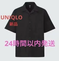 【即日発送】ユニクロ×Theory カラーシャツ　半袖　メンズ　ブラック　L