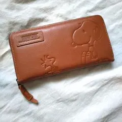 【PEANUTS】 スヌーピー 本皮長財布 キャメル