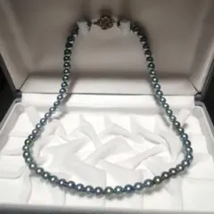 天然あこや真珠☆コバルト染め☆ブラックパールネックレス☆7.0〜7.5mm 