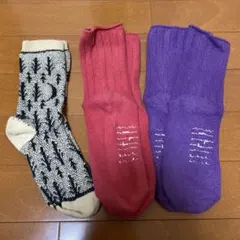 おしゃれソックス　靴下 3足セット ソックス 黒・赤・紫