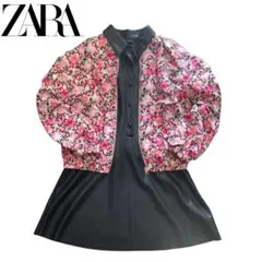 ZARA 総柄ブルゾン　ZARAフェイクレザーワンピース　2点セット売り