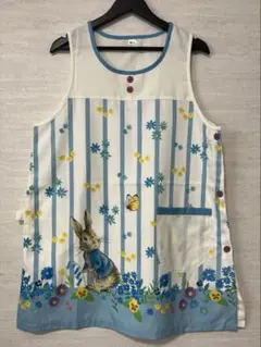 ★I405★新品　ピーターラビット エプロン ストライプ ブルー