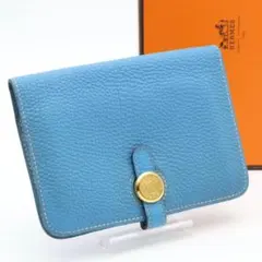 【超極美品】HERMES ドゴンコンパクト　ブルージーン　二つ折り財布