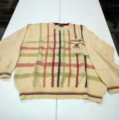 PAGELO チェック柄 ベージュニット LL