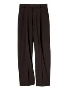 ［UNIQLO］＊タックワイドパンツ（丈標準）＊（股下69㎝）BLACK / M