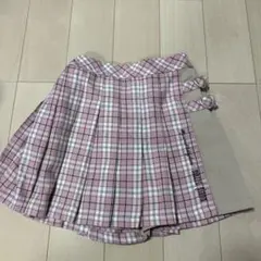 新品未使用メゾピアノチェック柄プリーツキュロットスカート
