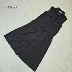 HUG.U ハグユー ノースリーブ シャツワンピース ウエスト紐 M 黒