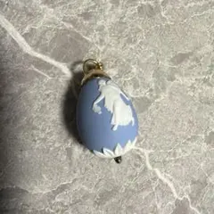 【希少】ウェッジウッド ジャスパー ペンダントトップ エッグ型 カメオ ブルー