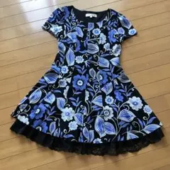 大人可愛い花柄チュニック✨パワーネットフレアAライン体型カバー　レース裾