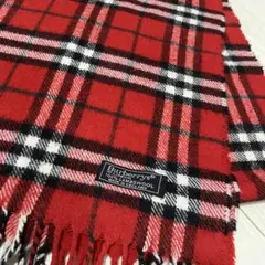 赤チェック　Burberry マフラー　バーバリー　ラムウール100％