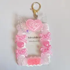 ピンクガーリーリボン トレカケース キーホルダー付き ゆめかわ ホイップデコ