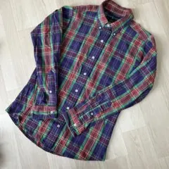 90s ラルフローレン BLAKE チェック柄 ヘビーネルシャツ 紫 古着