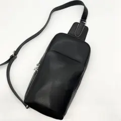 現行✨ポールスミス　ボディバッグ　オールレザー　ブラック　マルチストライプ　美品