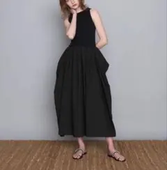 deres シルクリネンワンピース黒 サイズFS 新品未使用 - メルカリ