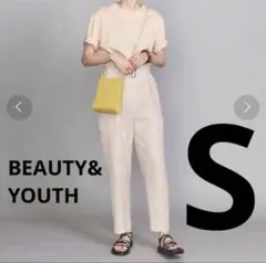 BEAUTY&YOUTH テーパードパンツ ストライプ ベルト付 春夏 美品 S