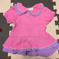 襟付きワンピース ピンクと紫 80cm