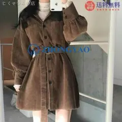 レトロなオールマッチコーデュロイシャツウエストスモールミドル丈シャツスカート b