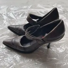 ミュウミュウ パンプス アンティーク加工 レザー ストラップ付　miumiu