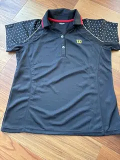Wilson ポロシャツ 黒 ドット柄 半袖　レディースのＬサイズ