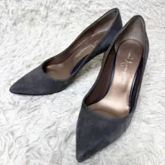Ginza Kanematsu パンプス ポインテッドトゥ スエード グレー系