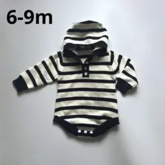 新品　ニット　フード　ボーダー　ロンパース　70 男の子　女の子　シーイン