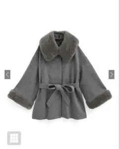 GRL 三上悠亜　リボンベルトファーティペット付フレアコート[k9335f]