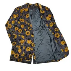 【希少一点物】テーラードジャケット ベロア 花柄 フラワー 総柄 レトロ