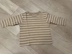 ベージュと白のストライプ長袖カットソー　キッズ　100センチ