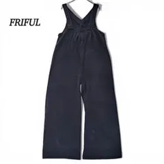 美品 フリフル コットンオールインワン サロペット【S】黒 無地 カジュアル