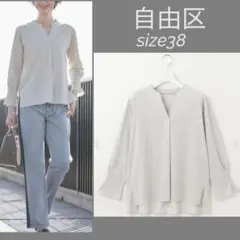 美品◎自由区　トリコットジャージー プルオーバー　ブラウス　M ストライプ　完売のサムネイル