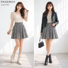 ​✨良品 ページボーイ PAGEBOY ツイード スカパン キュロット 黒 Fのサムネイル