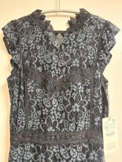 タグ付き新品ZARA ダークブルー グリーンレース パーティードレス XS