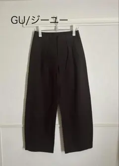 【美品】GU チノバレルレッグタックパンツDARKBROWN WOMEN L