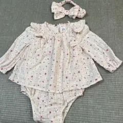 baby GAP 花柄ロンパース・ヘアバンドセット