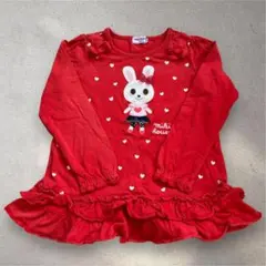 ミキハウス　長袖　うさこちゃん刺繍　110センチ　赤　チュニック