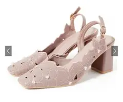 新品　花柄カットパンプス　ピンク