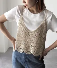 レースキャミ付きTシャツ