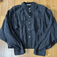 ZARA ブラック フリル長袖シャツ Sサイズ