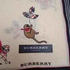 BURBERRY お猿さん 刺繍 大判ハンカチ