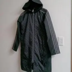 adidas フード付きベンチコート ブラックドット