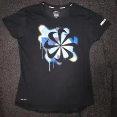 NIKE/ナイキランニング風車T黒 スワールデザインレディースL