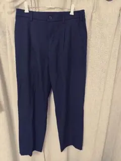 ユニクロ タックワイドパンツ ネイビー