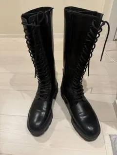 ブラックレースアップロングブーツ　ZARA