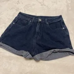 デニムショートパンツ ロールアップ 濃紺のサムネイル