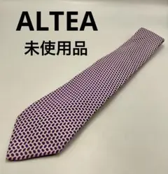 未使用☆Aita アルテア パープル ホワイト ネクタイ イタリア製　ドット柄